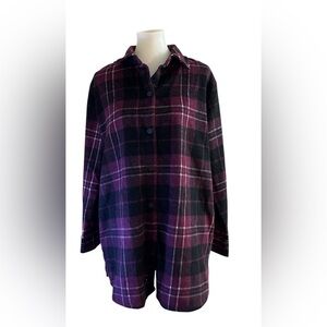 Men's Eddie Bauer flannel shacket oversized outdoor fall hiking camping